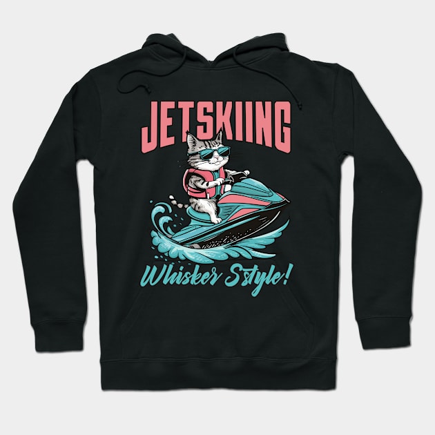 Cute Cat Jet Skiing Summer Gift Hoodie by GrafiqueDynasty